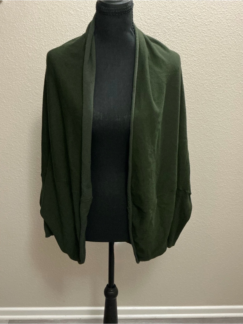 Zara Olive Green Open-Front Draped Cardigan